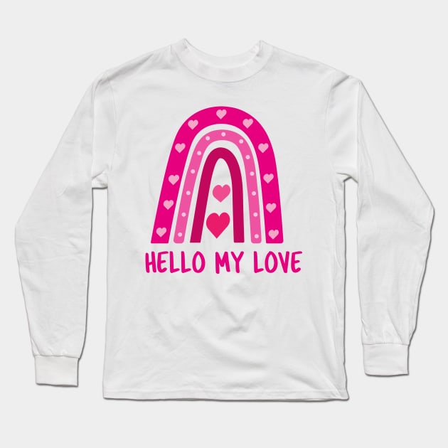 Hello my love valentine boho rainbow Long Sleeve T-Shirt by yasminepatterns